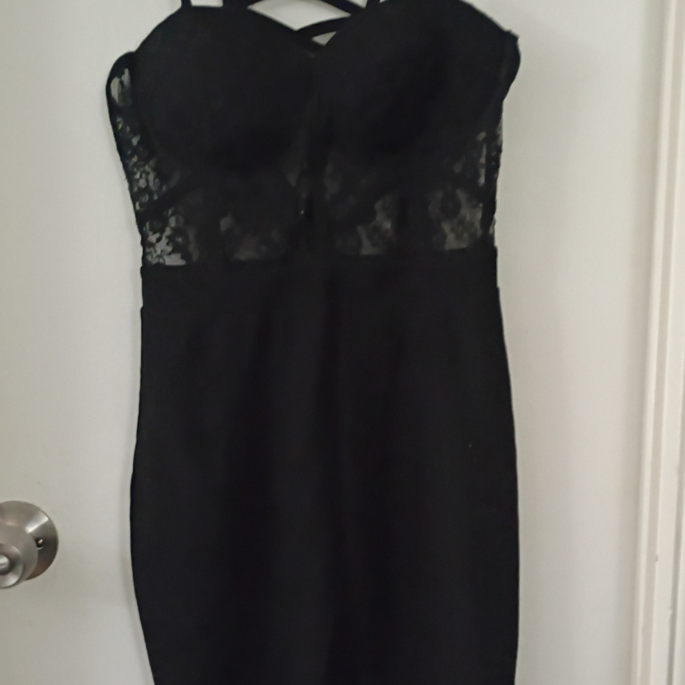 Fashion Nova Black Lace Strapless Dress